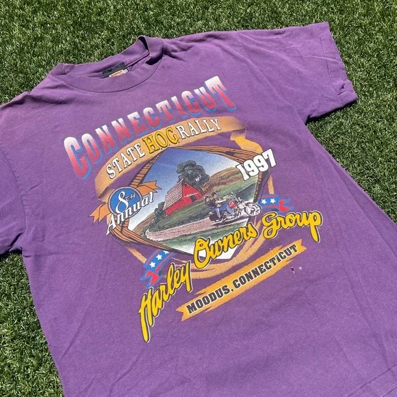 VTG ‘97 Harley Davidson Hog Rally Purple Shirt - Picture 4 of 7